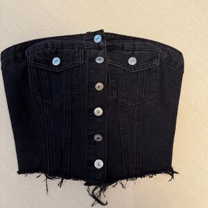 SHEIN Black Denim Corset Top